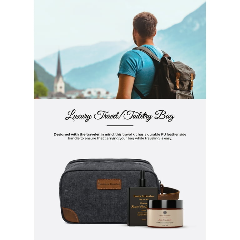 Leather Dopp Kit - Rugged wet shave leather bag toiletry kit