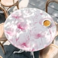 thumbnail image 3 of Pink Spring Floral Table Cloth, Round Fitted Tablecloths with Elastic Edge, Summer Botanical Watercolor Vintage Wipeable Waterproof Table Cover for Kitchen Wedding 36-44 Inches, 3 of 4