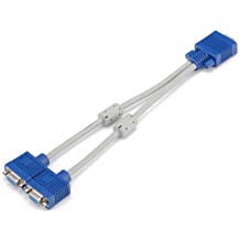 - HDE Passive VGA Cable Y Splitter 15 Pin SVGA Mirror Adapter 1 PC to Dual Monitor Display Converter