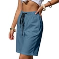 thumbnail image 5 of Yteetum Women's Bermuda Shorts Summer Elastic Waist Drawstring Knee Length Shorts Casual Solid Loose Fits Lightweight Comfy Workout Shorts, 5 of 7