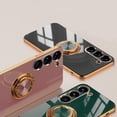 thumbnail image 2 of Case for Samsung Galaxy S23 Ultra Ring Holder Case Shiny Plating Rose Gold Edge with 360 Degree Rotation Kickstand for Women Girls Slim Soft Flexible TPU Protective Cover Case, 6.8 Inch, White, 2 of 8