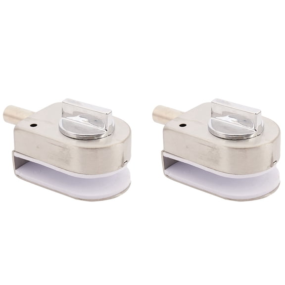 2X Glass Sliding Door Latch Lock Non-Apertured Stainless Steel Glass Door Lock for Shower Room Bathroom Accessories,2pcs X glass door lock,silver
