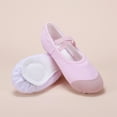 thumbnail image 2 of Xfvqtps Ballet Shoes for Girls Soft Sole Non Slip Cross Elastic Straps Leather Toe Cap Canvas Dance Shoes for Gymnastics Performance Pink, 2 of 4