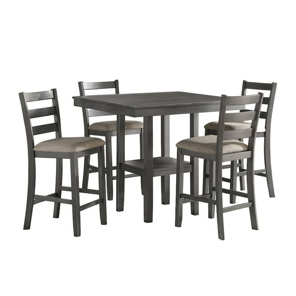 Lexicon Sharon 5 Piece Wood Counter Height Dining Set in Gray