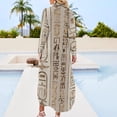 thumbnail image 2 of Egyptian hieroglyphs Pastel Gold Long Sleeved Shirt Dress Dress women Women's dresses dresses for women Female clothing, 2 of 6
