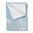 thumbnail image 2 of Ocean Soft Flannel Fleece Throw Blanket, Aquatic Seascape Sky Landscape Tropical Lands Relaxation Spot in the Coast, Cozy Plush for Indoor and Outdoor Use, 70" x 90", Blue White, by Ambesonne, 2 of 5