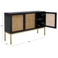 thumbnail image 4 of SAFAVIEH Zadie 2 Shelf Rattan Sideboard, Black With Natural Rattan/Gold Legs (54 in. W x 15 in. D x 33 in. H), 4 of 7