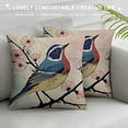 thumbnail image 3 of Almond Blossom Throw Pillow Cushion Cover, Sparrow Perching on a Japanese Sakura Tree Branch with Blurred Background, Decorative Square Accent Pillow Case,, Multicolor, 3 of 5