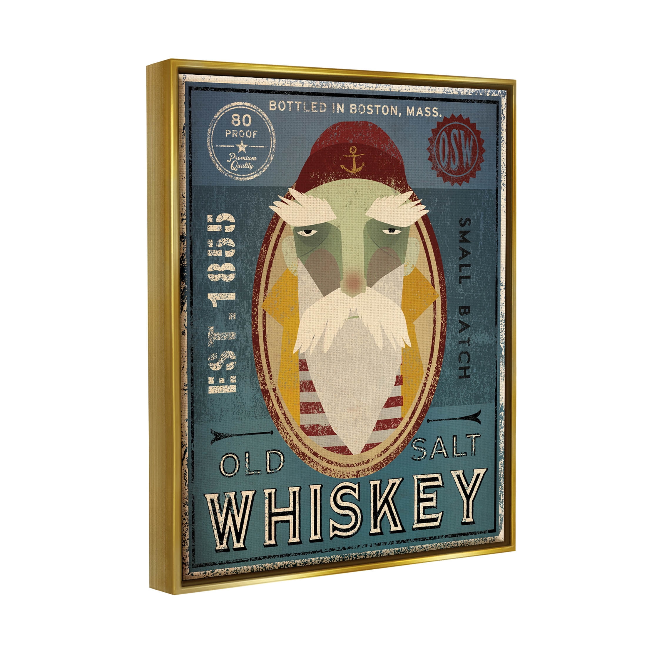 Stupell Industries Whiskey Bottling Sign Graphic Art Metallic Gold Floating Framed Canvas Print Wall Art, Design by Ryan Fowler