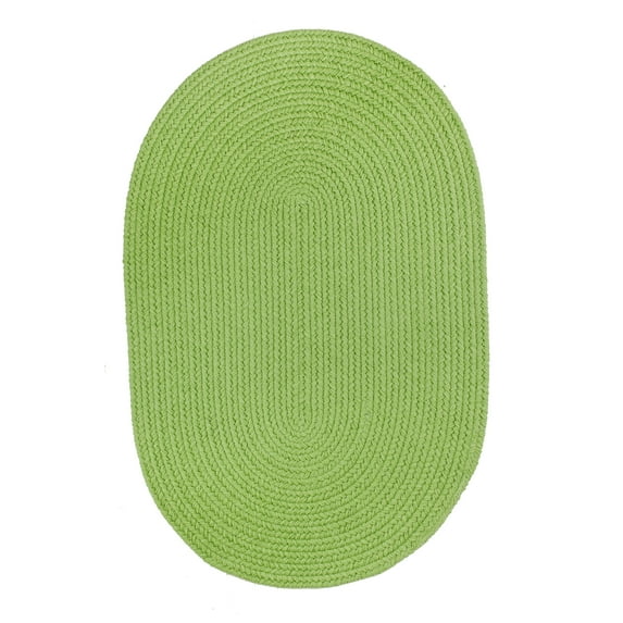Indoor/Outdoor Solid Green Area Rug, Braided Textured Design, 8Ft. X 8Ft. Round Reversible Carpet