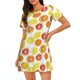 thumbnail image 1 of Fotbe Lemon Orange Bata de Dormir para Mujer con Estampado, Camisón de Algodón de Manga Corta, Ropa de Dormir Casual, 1 of 6