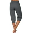 thumbnail image 2 of AherBiu Capri Pants for Women Workout Joggers Pants Drawstring High Waisted Sports Cropped Trousers, 2 of 5