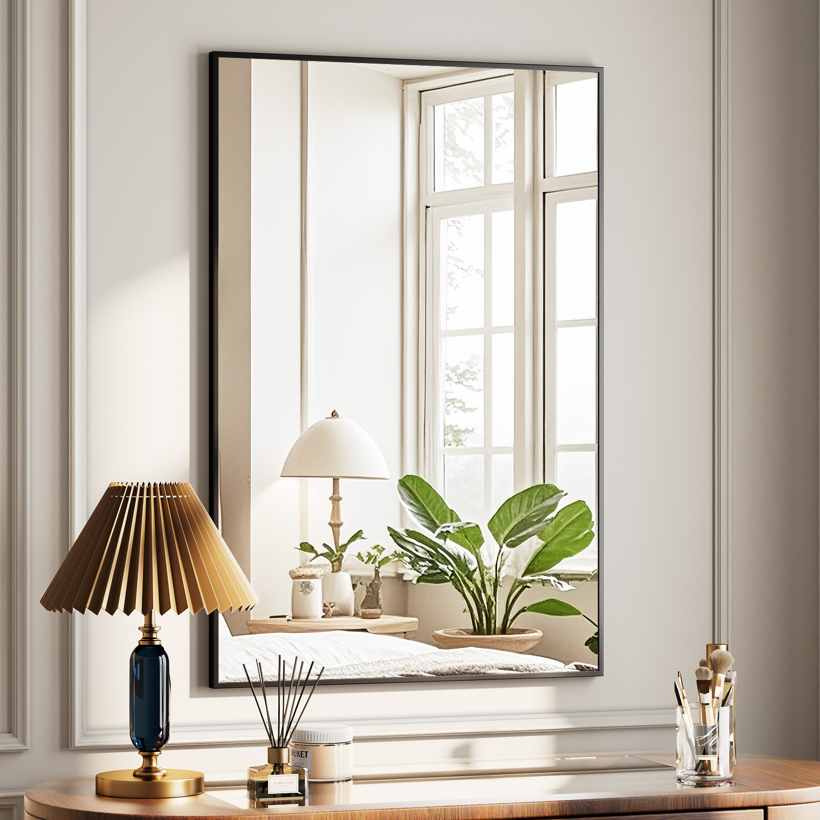 Beautypeak 36" x 24" Rectangular Bathroom Wall Mirror, Black photo 3