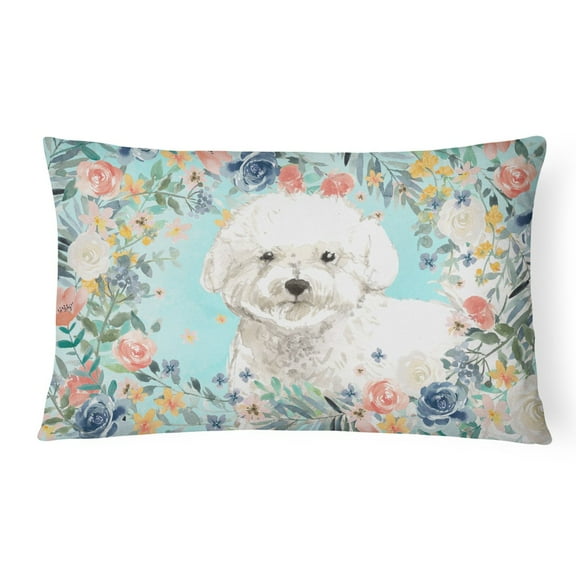 Carolines Treasures CK3435PW1216 Bichon Frise Canvas Fabric Decorative Pillow 12H x16W multicolor