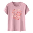 thumbnail image 4 of Camiseta de Manga Corta de Cuello Redondo con Patrones de Corazón de Moda de las Mujeres para Diario, Fiesta, Primavera Y Verano, 4 of 5