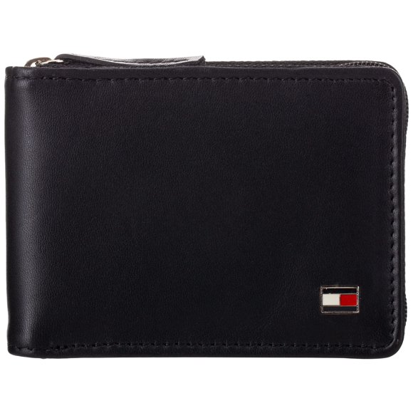 Tommy Hilfiger Men's Oxford Ziparound Wallet,Black,