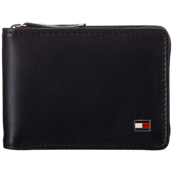Tommy Hilfiger Men's Oxford Ziparound Wallet,Black,