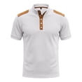 thumbnail image 4 of IWRICH Men's Waffle Knitted Polo Shirts Lightweight Work Business Formal T-Shirt Button up Casual Tops White XL, 4 of 4