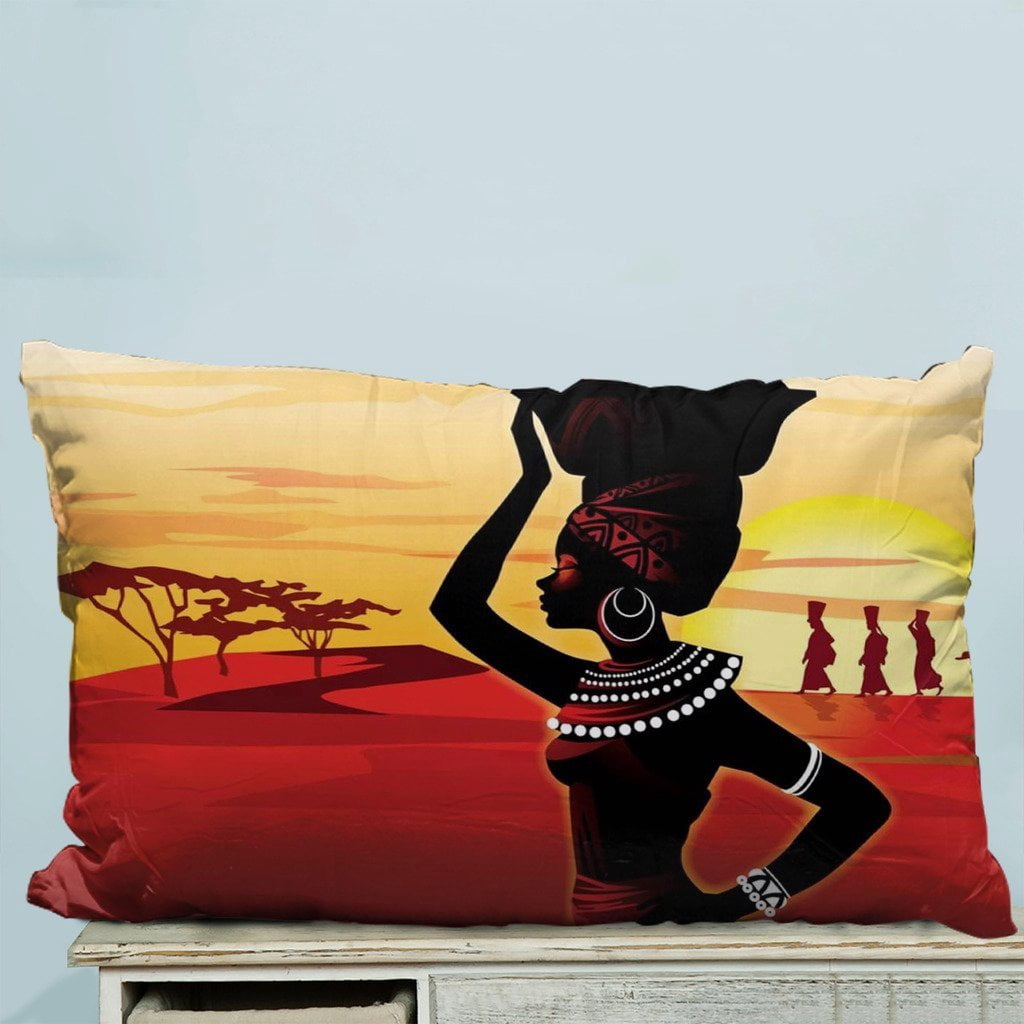 GCKG African Woman Pillow Case Pillow Cover Pillow Protector Two Sides