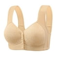 thumbnail image 2 of REORIAFEE Bras for Seniors Front Closure Wide Straps Back Support Wireless Slightly Padded Gathered Daily Bra Wirefree Bras Comfy Corset Bra Comfortable Breathable Brassiere Anti-Sagging Bra Beige 38, 2 of 2
