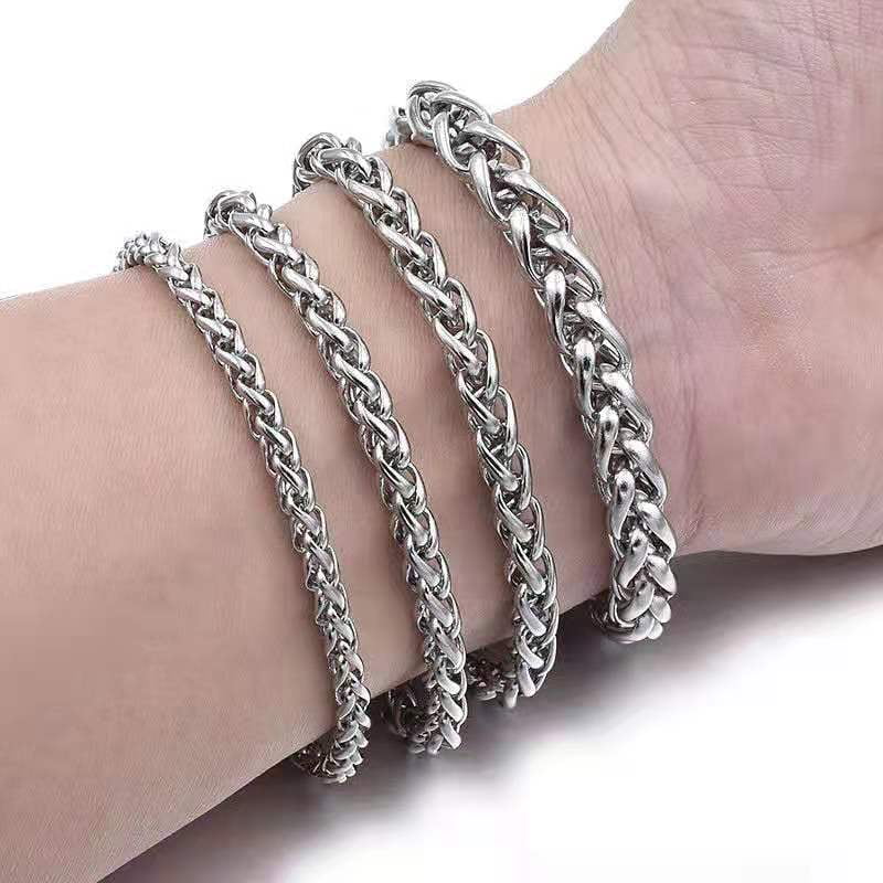 Mens Titanium Steel Bracelet Geometric Flower Basket Design Polished Finish Bracelet Individually Packed Gift for Men