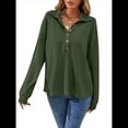 thumbnail image 1 of Sudadera Informal de Larga con Solapa y Botones para Mujer, Estilo 2025 Verde S, 1 of 9
