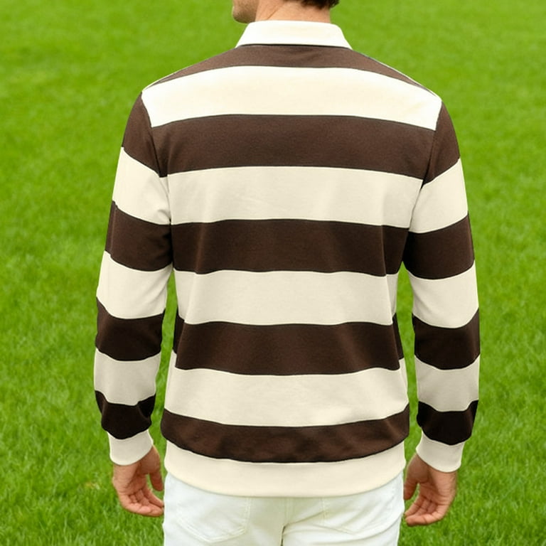 GuangCheng George Men Striped Rugby Shirts Long Sleeve Classic