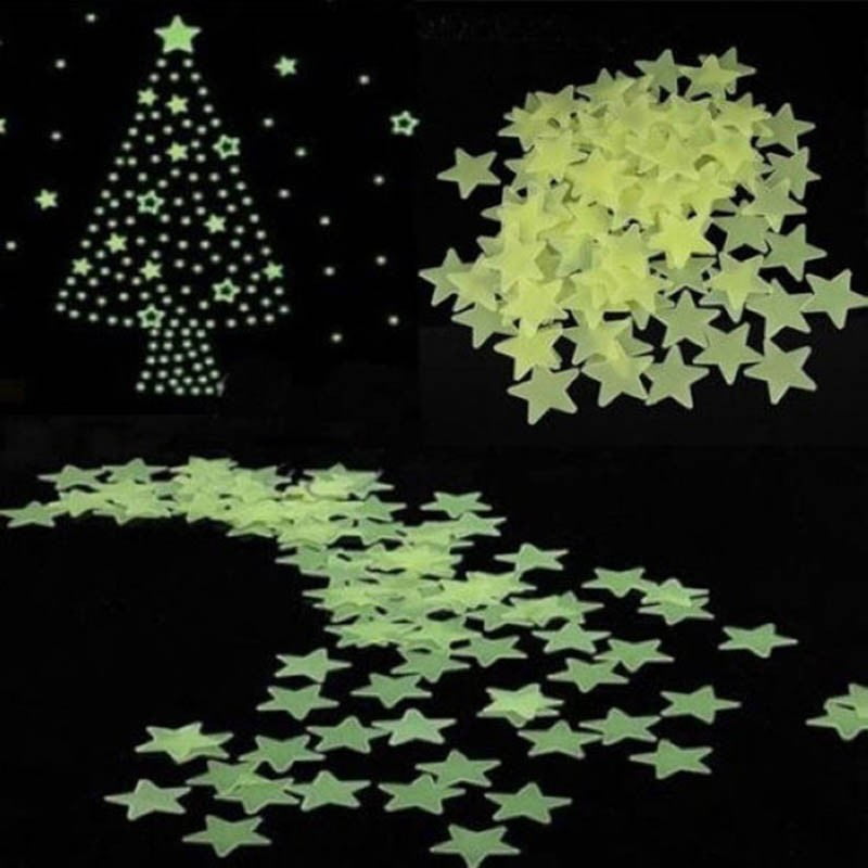 100pcs Dia 1.2' Realistic 3D Wall Stickers Glow in The Dark Creative Stars for Ceiling, Wall Stickers Room-Galaxy Glow Stars Cute Living Home Decor, Assorted colors