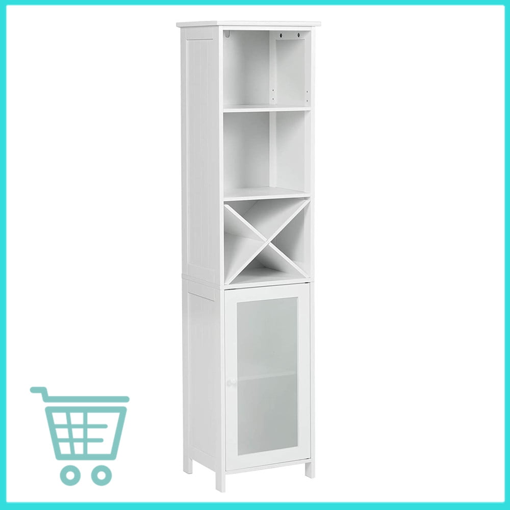 Tall Bathroom Storage Cabinet Home 64” Height Freestanding Linen Tower  Cabinet