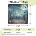 thumbnail image 2 of Halloween Graveyard Scene Pattern Square Fitted Tablecloth with Elastic Edge,Square Table Cover,Washable Elastic Table Cover for Home Kitchen Party Decor 34"x34", 2 of 6