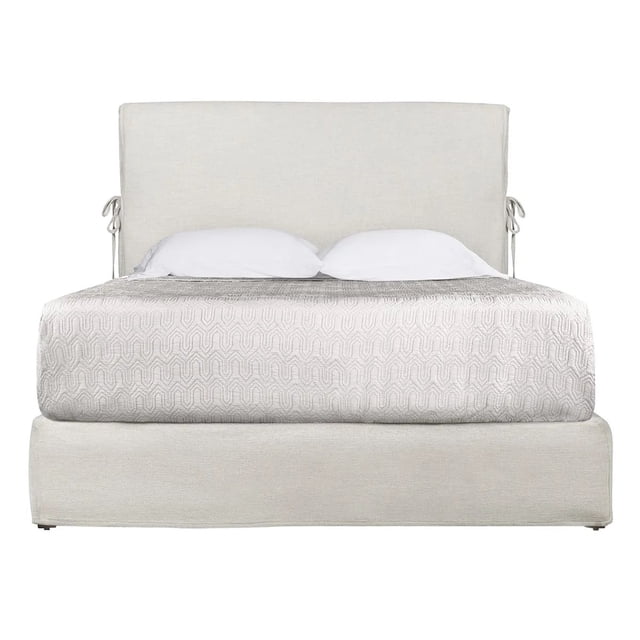 cama laurus individual mobica, color gris claro frente centrado con cabecero alto y base tapizados a juego; silueta rectangular con esquinas suaves, tela de trama visible y lazos laterales en el cabecero, colchón con cubrecama texturizado y dos almohadas blancas sobre fondo blanco; ideal para recámara individual y uso como cama para invitados.