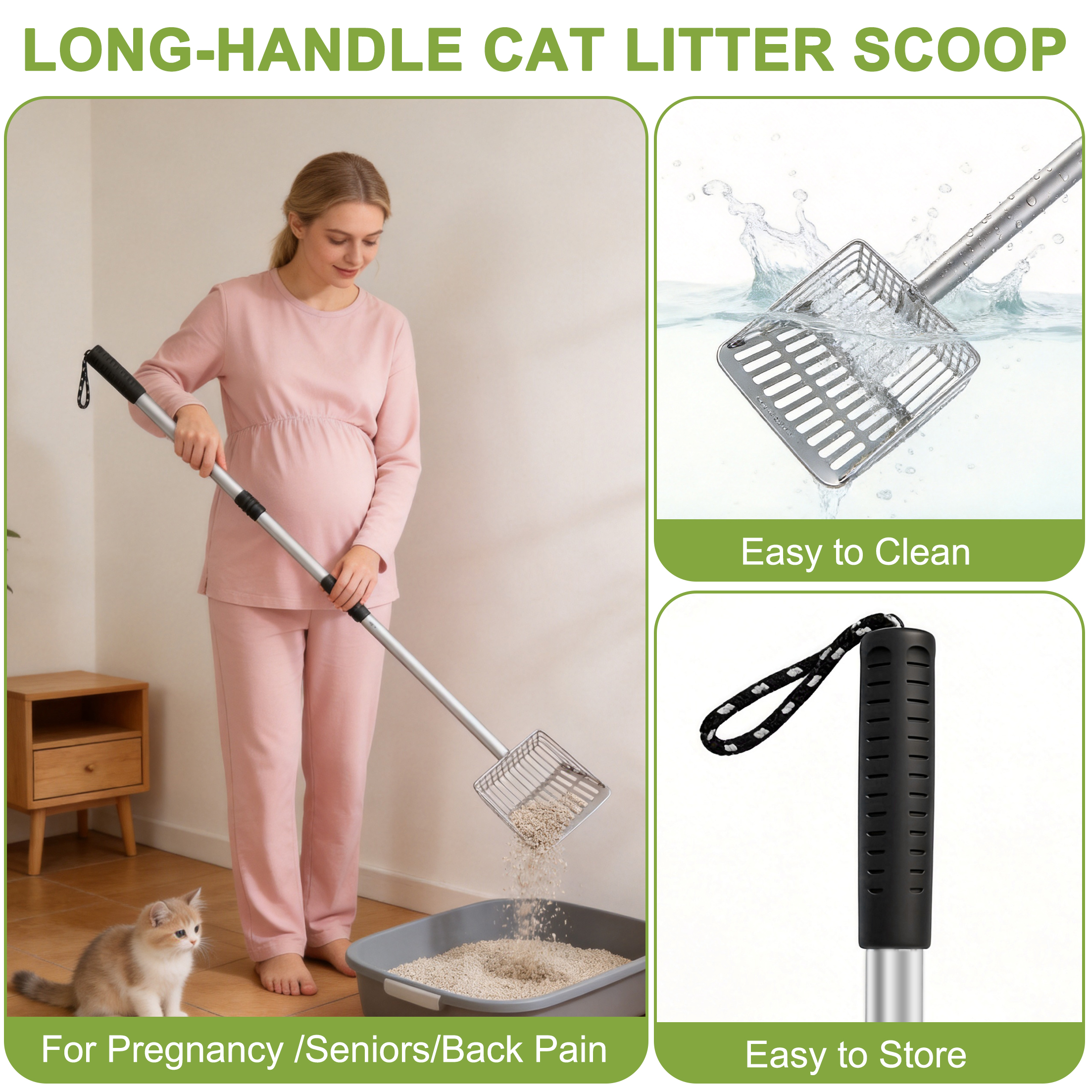 GARITIN Extendable Metal Cat Litter Scoop, 21-39 Inches photo 3