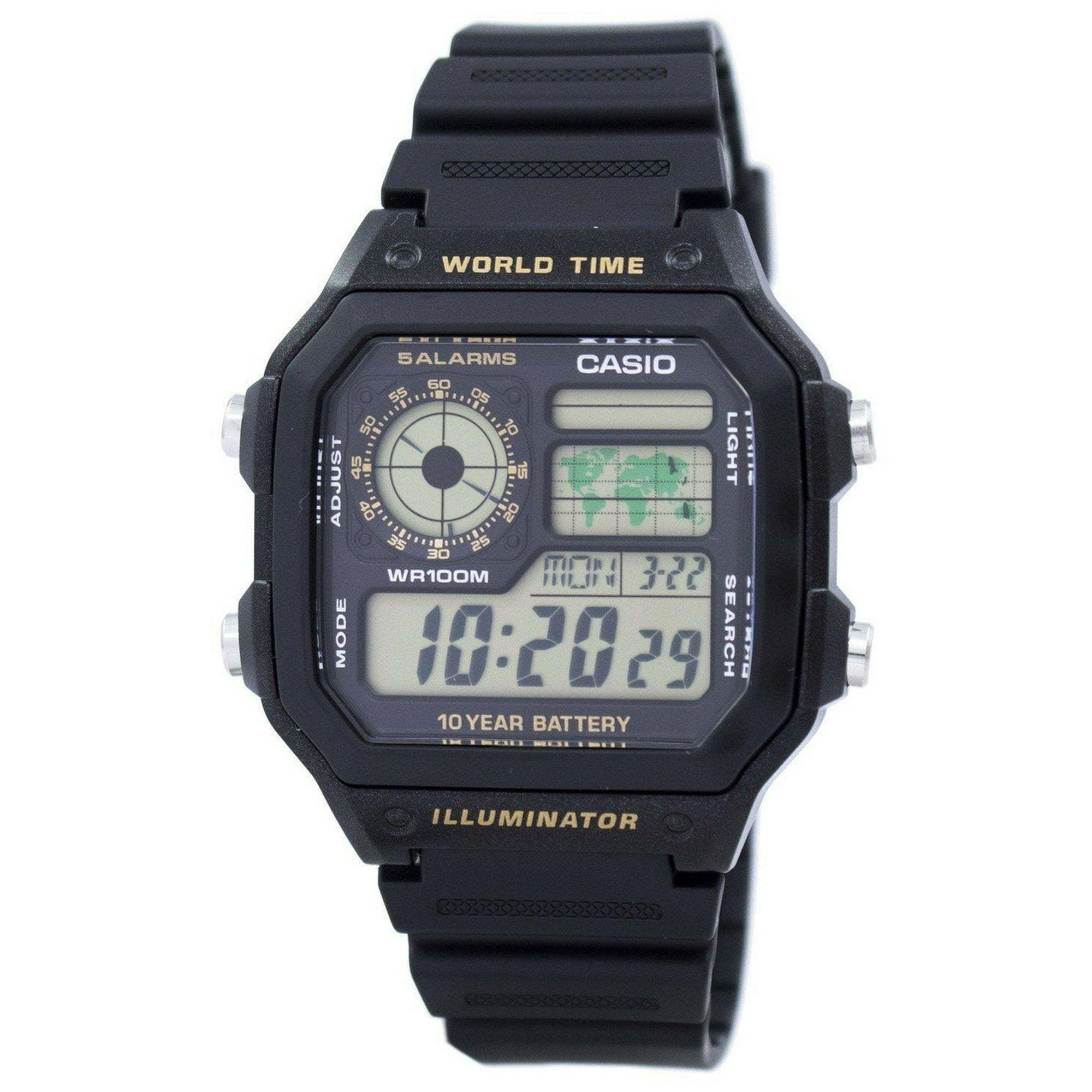 Casio men's black resin world time digital watch hotsell