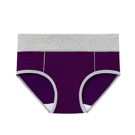 Kopltyrfg Womens Underwear Cotton Seamless Panties Soft Breathable Postpartum Briefs Plus Size High Waist Thongs Dark Purple M