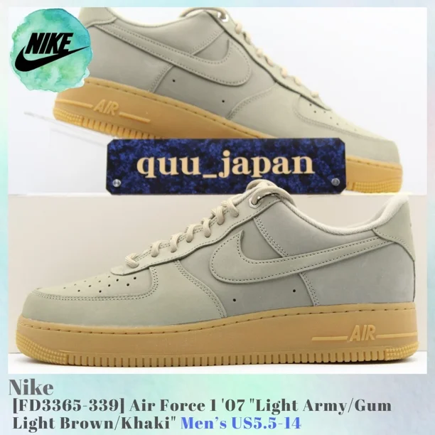Nike Air Force 1 '07 Light Army/Gum Light Brown/Khaki FD3365-339 Men's US5.5-14