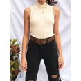 thumbnail image 6 of Women'S Sleeveless Mock Turtlenecks Tops Stretch Slim Fitted Tank Top Basic Bustier Tee Khaki S, 6 of 9
