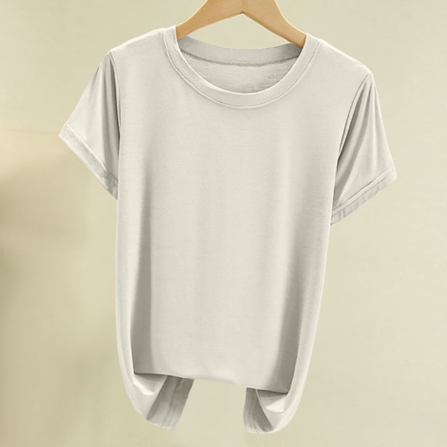 Shorts pour Femmes, Short pour Femmes, Haut à Manches Courtes Col Rond Uni pour Femmes