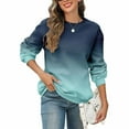 thumbnail image 2 of Makaor Crewneck Sweatshirt Womens Tops Fleece Long Sleeve Pullover Gradient Casual Fall Clothes Green L, 2 of 5