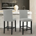 thumbnail image 6 of Counter Height Fabric Upholstered Wooden Chairs Barstools with Nailhead Trim in Gray, Set of 2, 6 of 8
