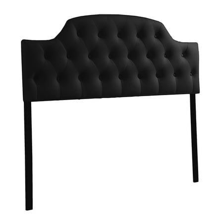 Double Leather Headboard Baxton Studio Morris Modern and Contemporary Faux Leather Upholstered Button-Tufted Scalloped Headboard, Multiple Sizes and Colors ()
