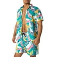 thumbnail image 3 of Genuiskids Men's Hawaii 2 Piece Shirt Outfits Fashion Printed Button Down Short Sleeve Shirt Summer Beach Vacation Shorts Set, 3 of 10