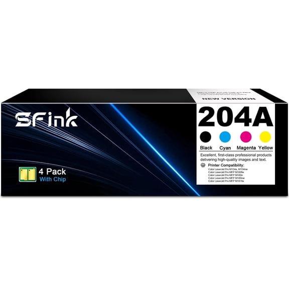 204A Toner Cartridges(4-Pack Black Cyan Yellow Magenta ) Compatible for HP204A CF510A CF511A CF512A CF513A for LaserJet Pro MFP M154a M154nw M180n M180nw M181 M181fw Printer