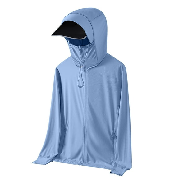 Hoodies for Men UPF 50 Hunting Shirts with Mask Breathable Long Sleeve Solid Color Fishing Hoodie L