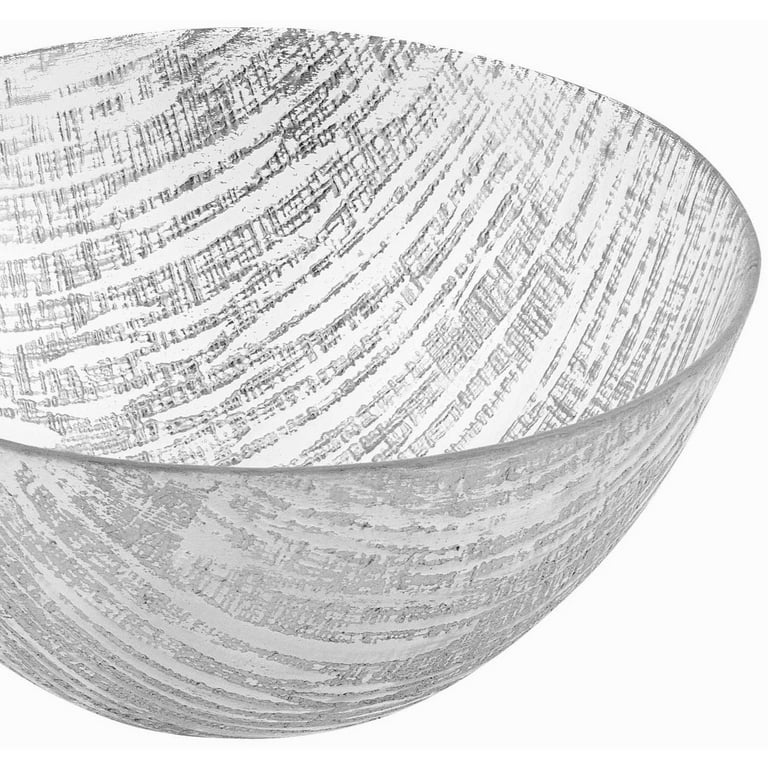 11 Hand Crafted Glass Silver Accent Salad Or Serving Bowl 11 Hand Crafted Glass Silver Accent Salad Or Serving Bowl