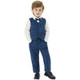 thumbnail image 3 of mgoYE 3t Boy Shirts Baby Boy Formal Long Set Toddler Fall Gentleman Outfit Kid Long Sleeve Bowtie Shirt Suspender Longs Suit(Blue,3-4 Years), 3 of 6