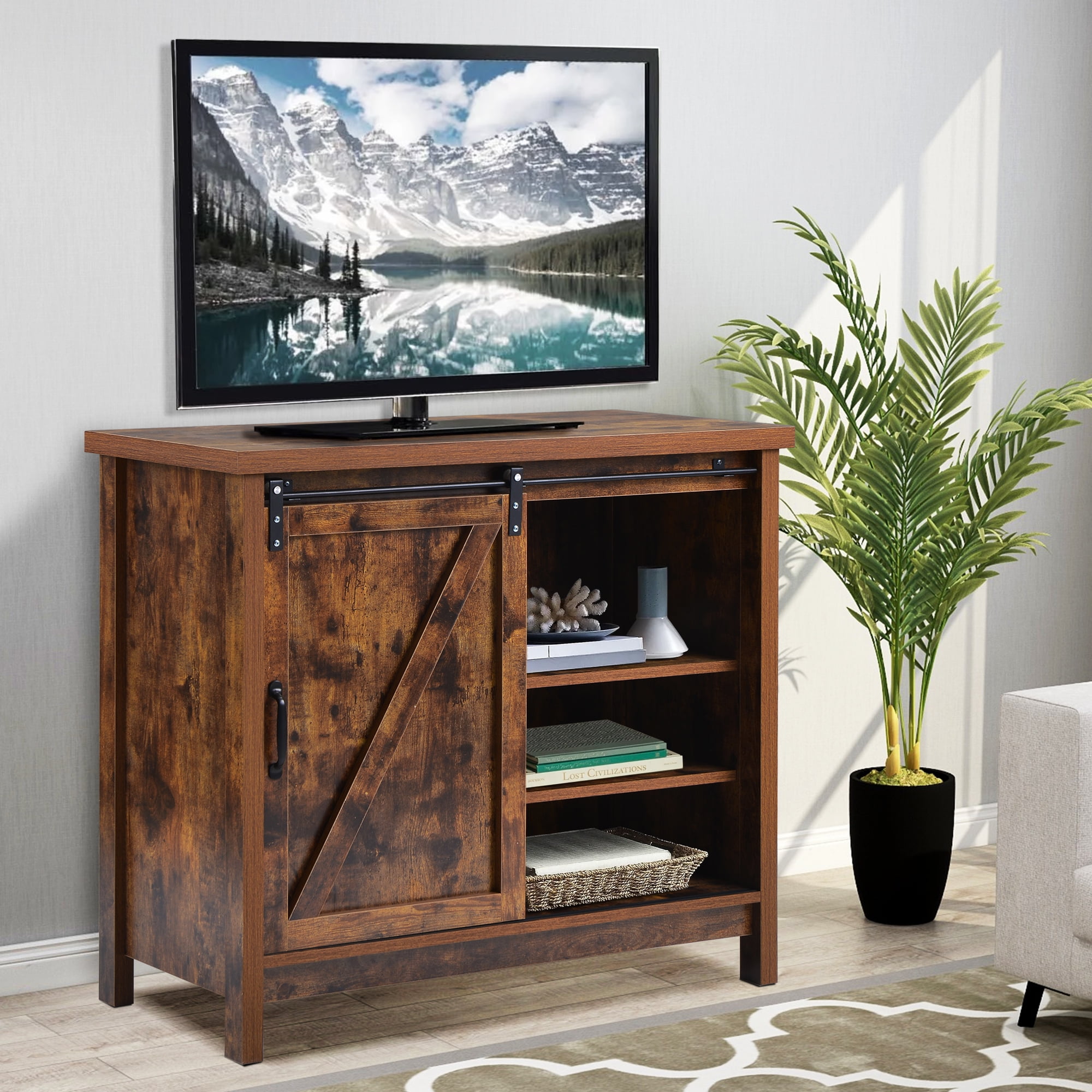 Clearance! Corner TV Stand, Modern Farmhouse Barn Door TV ...