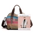 thumbnail image 4 of Bolso bandolera de lona estilo retro informal, estilo escolar, de gran capacidad, con un solo hombro y costuras de colores en contraste para mujer, 4 of 5