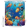 thumbnail image 2 of Shower Curtains for Bathroom, Ocean Coral Fish Waterproof Fabric Shower Curtain, Colorful Underwater World Seagrass Decorative Bathroom Curtain for Bathtub, 72"x72", No Hooks Included, 2 of 9