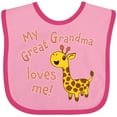 thumbnail image 3 of Inktastic My Great Grandma Loves Me Cute Giraffe Boys or Girls Baby Bib, 3 of 4