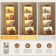 thumbnail image 4 of 5-Tier Leaning Ladder Bookcase With LED Light In Yellow Oak Finish Modern Floor Standing Display Storage For Home Office Living Room, 4 of 8